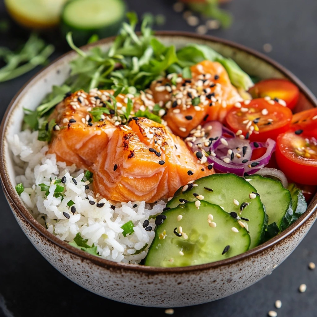 Salmon Rice Bowl Salad