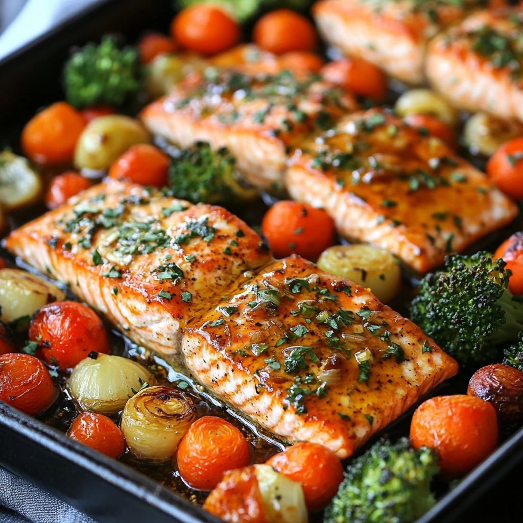 Sheet-Pan Honey Mustard Salmon & Vegetables